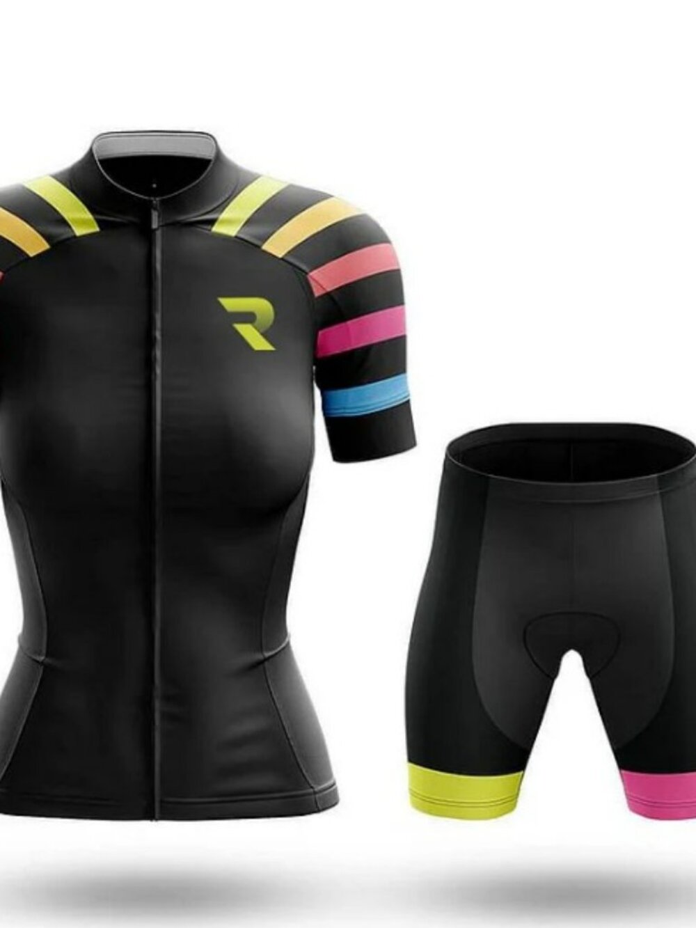 Colorful Black Women's Short Sleeve Cycling Kit - size small